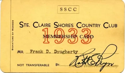 Card, Membership - Ste. Clair Shores Country Club
