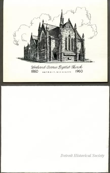 Notecard - Woodward Avenue Baptist Church, 1860-1960
Detroit, Michigan