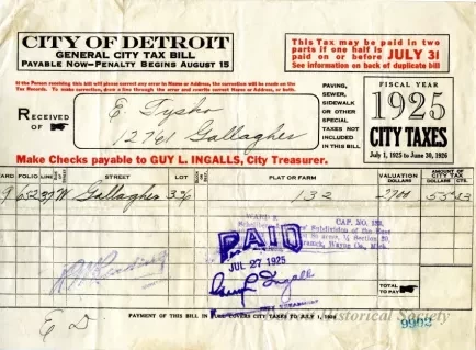 Bill, Tax - City of Detroit
General City Tax Bill