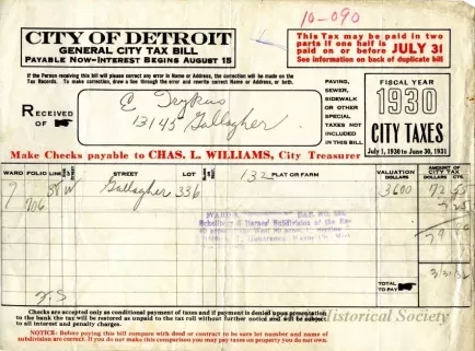 Bill, Tax - City of Detroit
General City Tax Bill
