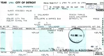 Bill, Tax - City of Detroit Taxes