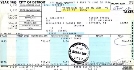 Bill, Tax - City of Detroit Taxes