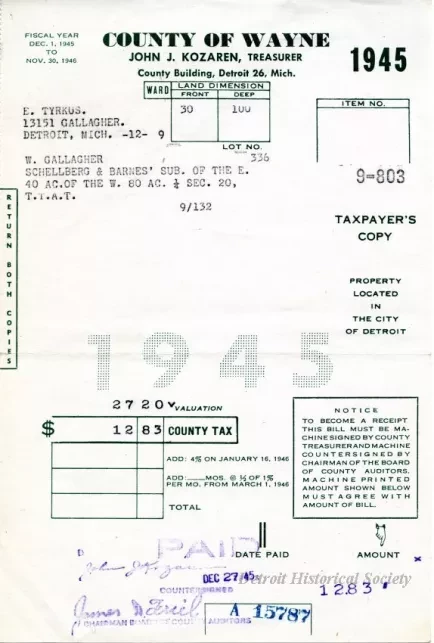 Bill, Tax - County of Wayne