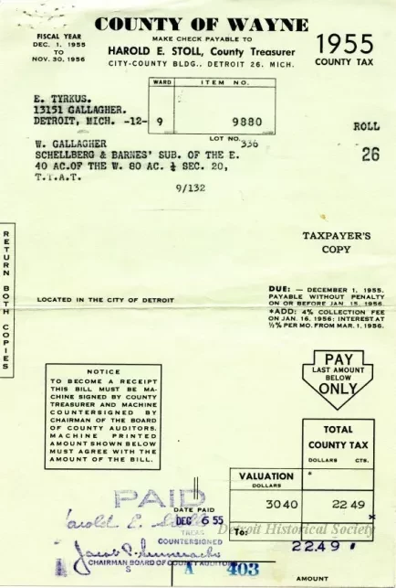 Bill, Tax - County of Wayne