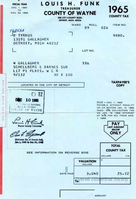 Bill, Tax - County of Wayne