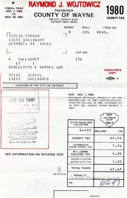 Bill, Tax - County of Wayne