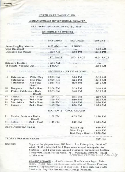 Program - North Cape Yacht Club
Indian Summer Invitational Regatta