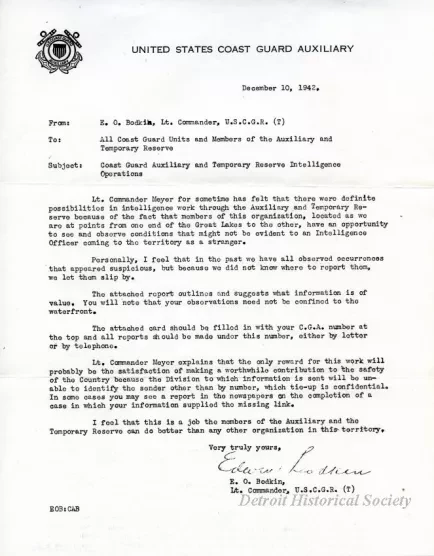 Letter - United States Coast Guard Auxiliary