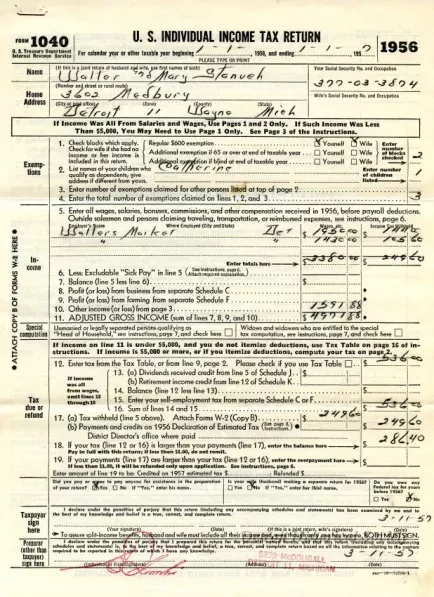 Return, Tax - U. S. Individual Income Tax Return