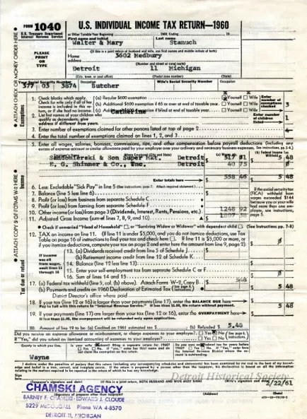 Return, Tax - U. S. Individual Income Tax Return