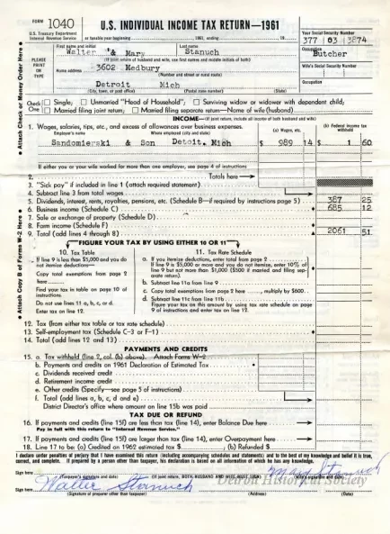 Return, Tax - U. S. Individual Income Tax Return
