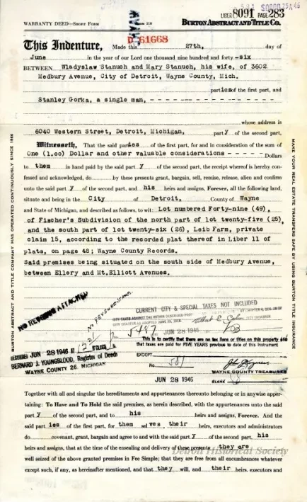 Indenture - Warranty Deed