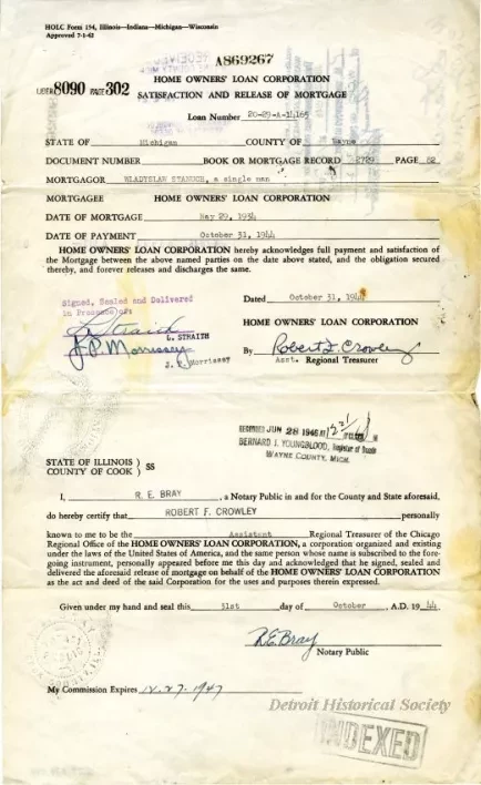 Mortgage - Home Owners' Loan Corporation 
Satisfaction and Release of Mortgage