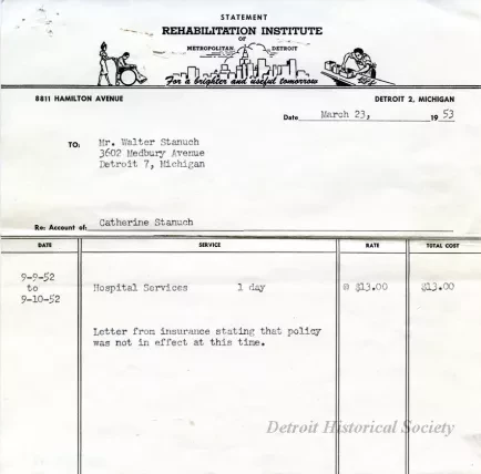 Invoice - Statement
Rehabilitation Institute of Metropolitan Detroit