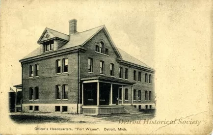 Postcard - Officer's Headquarters, Fort Wayne, Detroit, Mich.