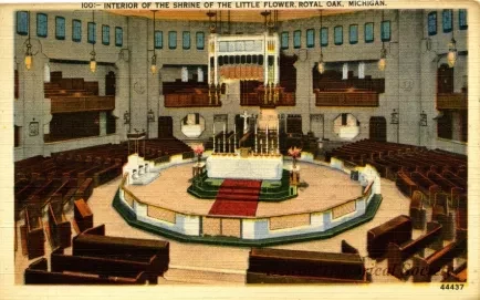 Postcard - 100: Interior of the Shrine of the Little Flower, Royal Oak, Mich.
