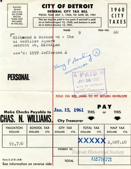 Bill, Tax - City of Detroit
General City Tax Bill