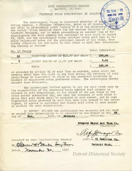 Letter - Luce Manufacturing Company