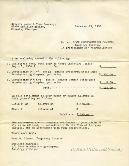 Letter - Luce Manufacturing Company