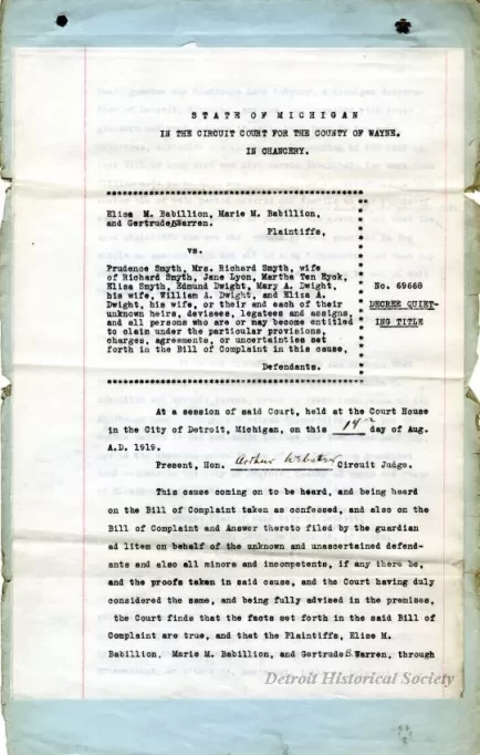 Judgment - No. 69668
Decree Quieting Title