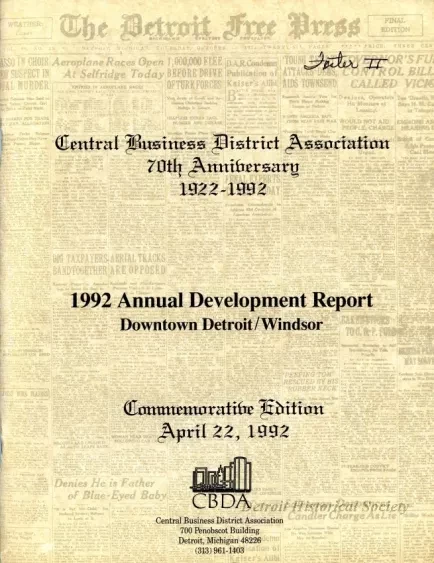 Booklet - Central Business District Association
70th Anniversary, 1922-1992