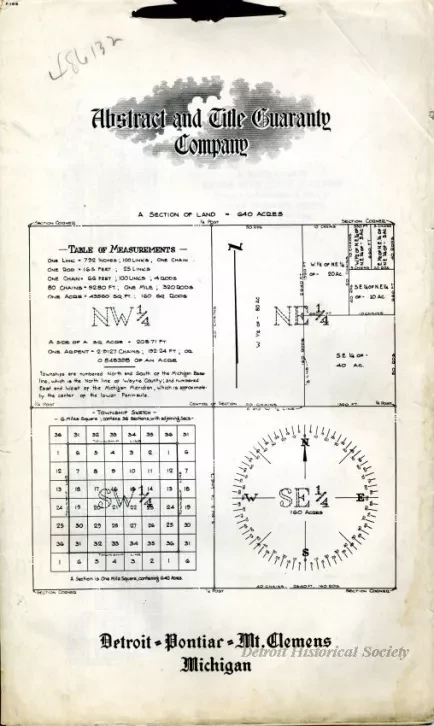 Title, Abstract - A. M. Campau's Three Mile Drive Addition, 
Being a Subdivision of Part of Private Claims 502 and 692.