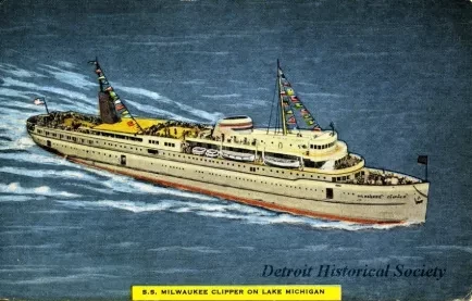 Postcard - SS Milwaukee Clipper on Lake Michigan