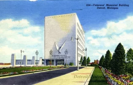 Postcard - 224-Veterans Memorial Building, Detroit, Michigan