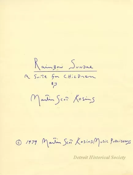 Folder, File - Rainbow Sundae
A Suite for Children 
by Martin Scot Kosins