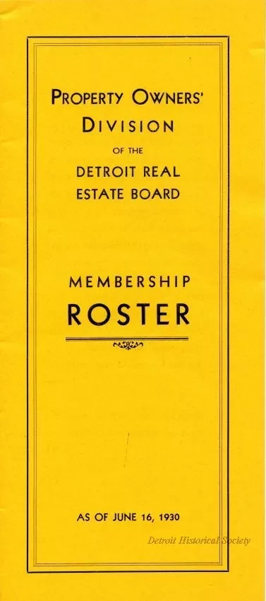 Roster - Property Owners' Division of the Detroit Real Estate Board
Membership Roster