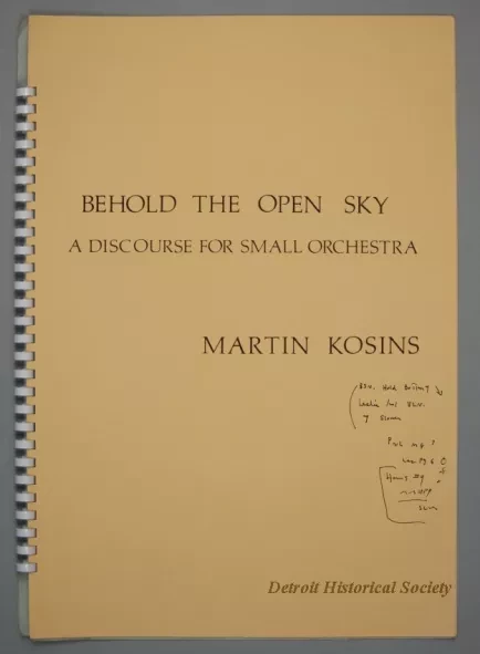 Music, Sheet - Behold the Open Sky
A Discourse for Small Orchestra