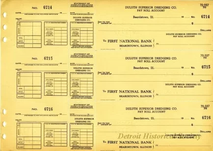 Check, Bank - Duluth Superior Dredging Company