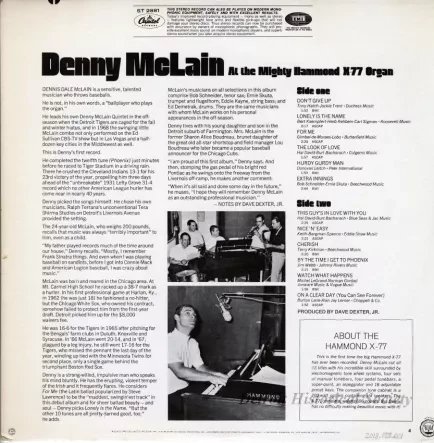 Album, Record - Denny McLain At The Organ: The Detroit Tigers' Superstar Swings with Today's Hits