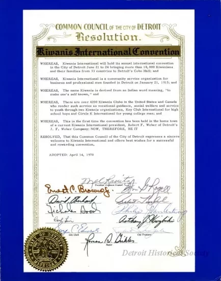 Resolution - Common Council of the City of Detroit 
Resolution