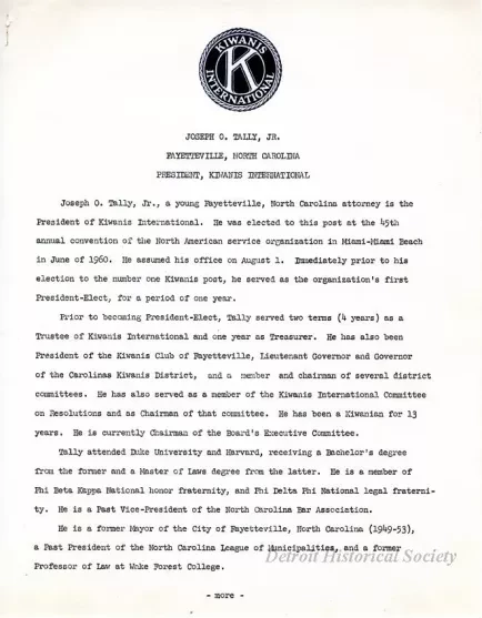 Biography - Joseph O. Tally, Jr.