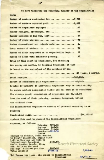 Report - Report of National Organizer
November 11, 1914 to May 8, 1917