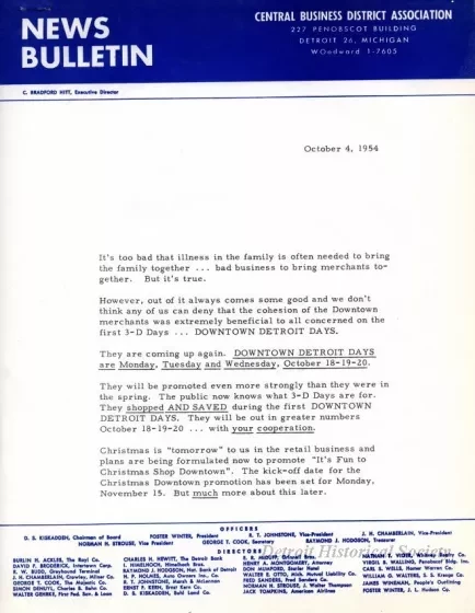 Letter - News Bulletin
Central Business District Association