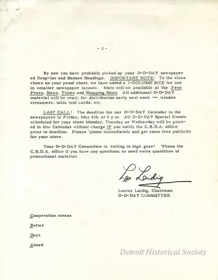 Letter - News Bulletin
Central Business District Association