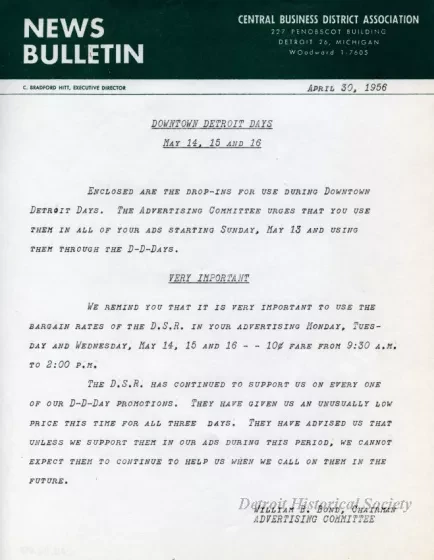 Letter - News Bulletin
Central Business District Association