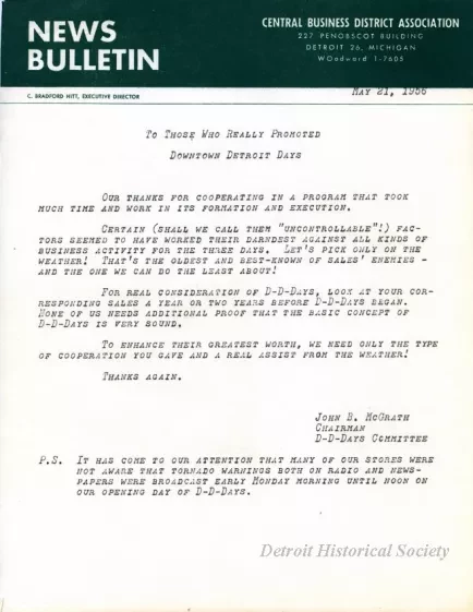 Letter - News Bulletin
Central Business District Association