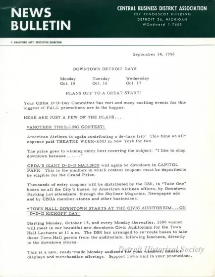 Letter - News Bulletin
Central Business District Association