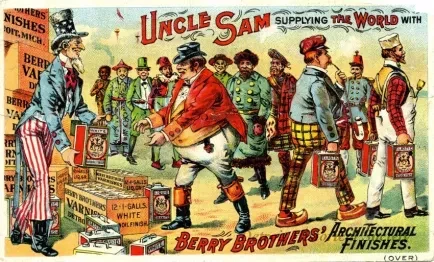 Card, Advertising - Uncle Sam Supplying the World with Berry Brothers' Architectural Finishes