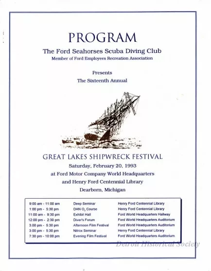 Program - Sixteenth Annual Great Lakes Shipwreck Festival