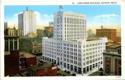 Postcard - Free Press Building, Detroit, Mich.
