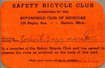 Card, Membership - Safety Bicycle Club