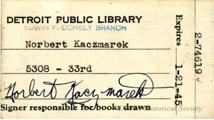 Card, Library - Detroit Public Library