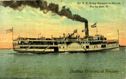 Postcard - Str. F. E. Kirby Enroute to Detroit, Put-In-Bay, O.