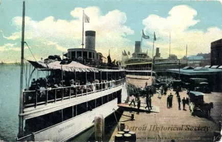 Postcard - White Star Line Dock, Detroit, Mich