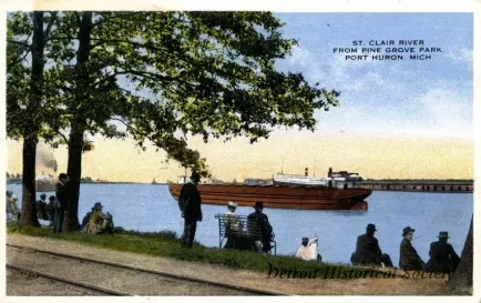 Postcard - St. Clair River from Pine Grove Park, Port Huron, Mich.