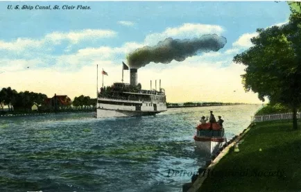 Postcard - U. S. Ship Canal, St. Clair Flats